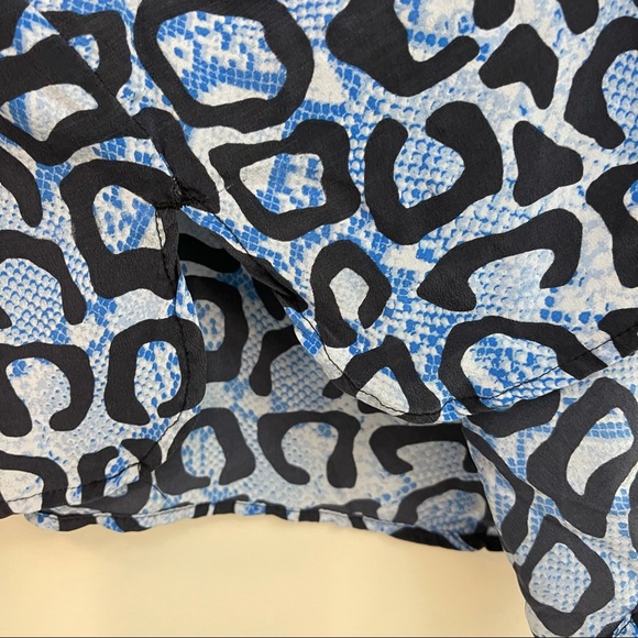 Equipment Blue Animal Print Long Sleeve Silk Dress - Picture 2 of 9